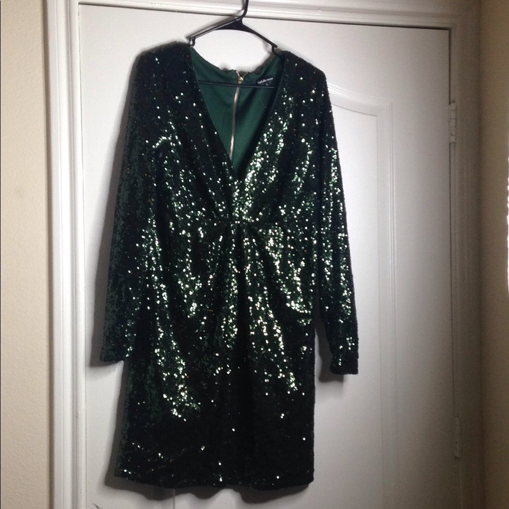 Emerald green sequined dress